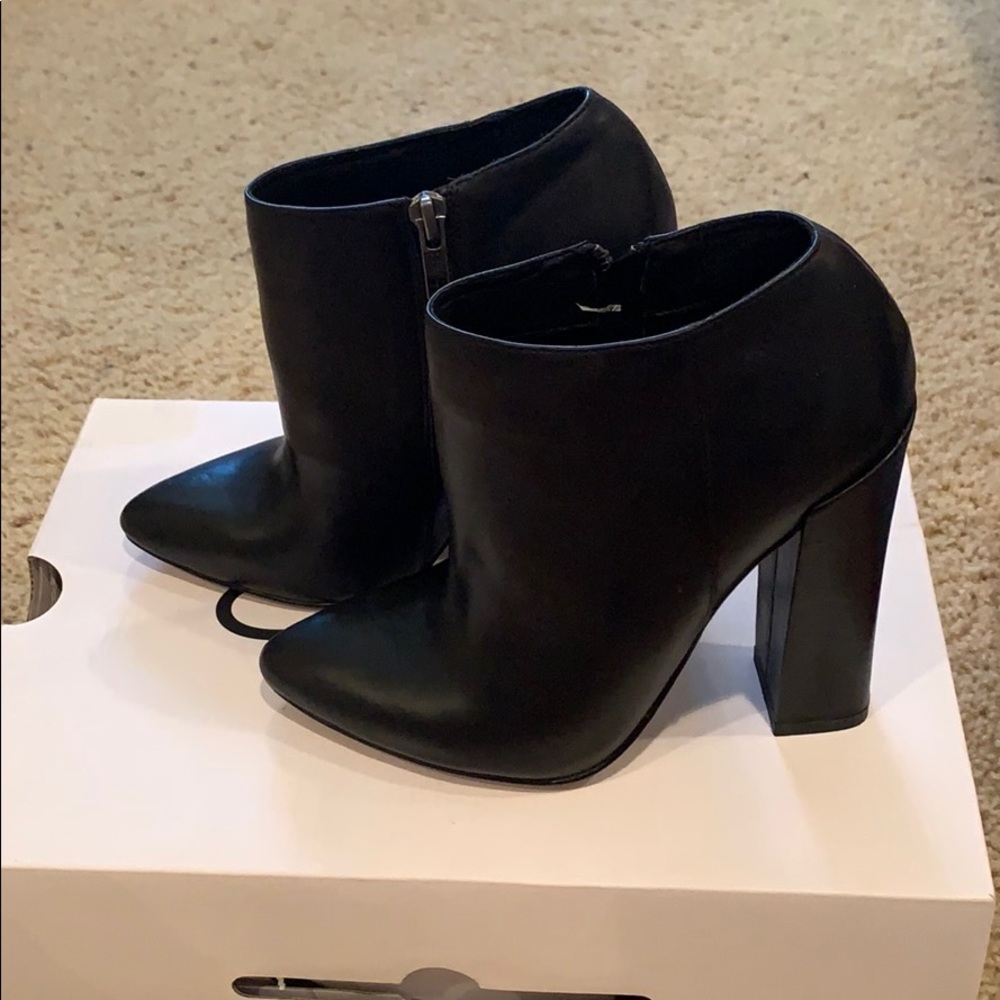 Black leather booties